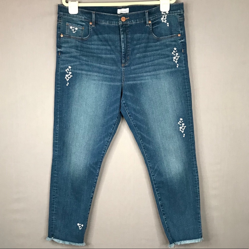 Loft Jeans Embroidered Skinny Plus Size 18